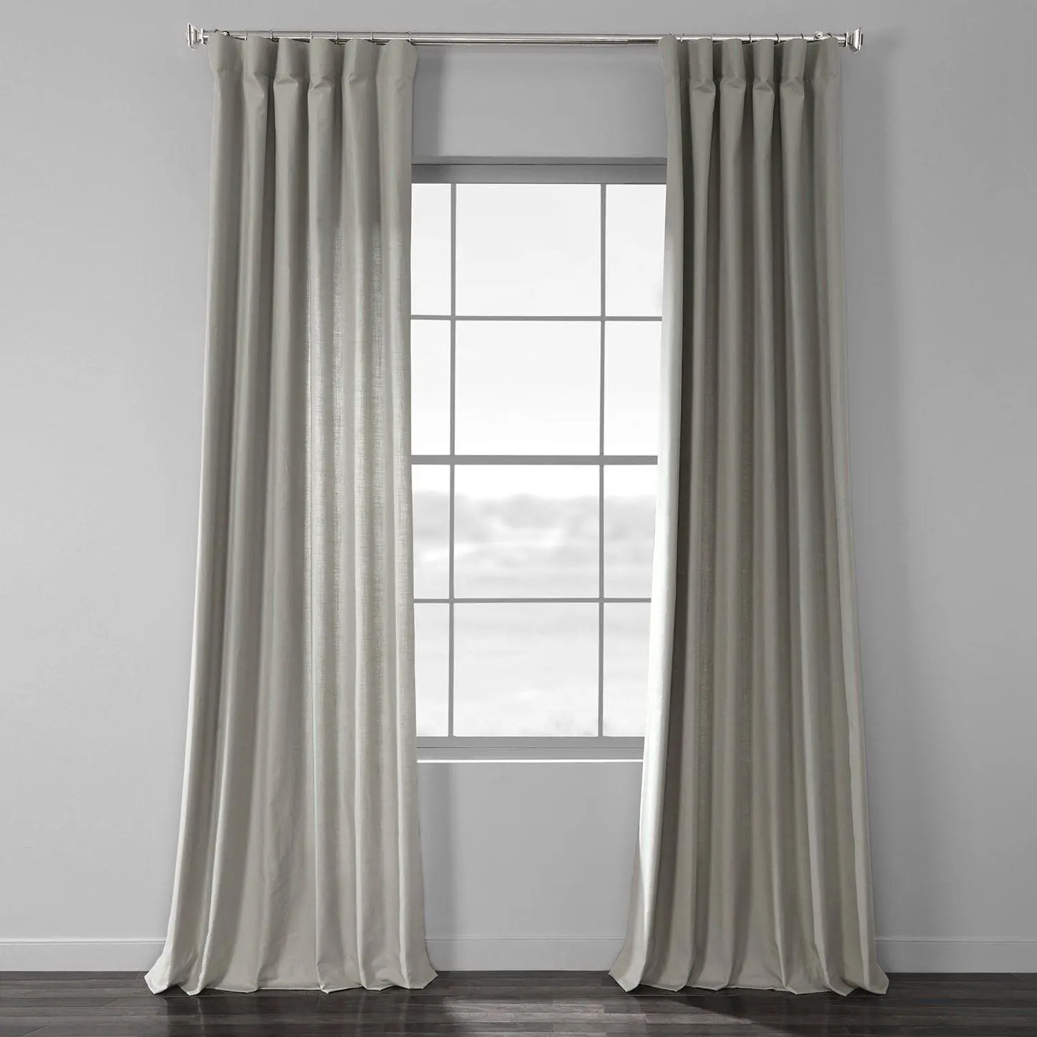 Mist Grey Textured Cotton Linen Weave Curtain