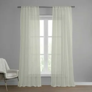 Montpellier Striped Patterned Faux Linen Sheer Curtain