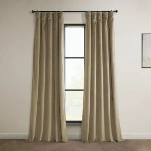 Museum Taupe Heritage Plush Velvet Room Darkening Curtain