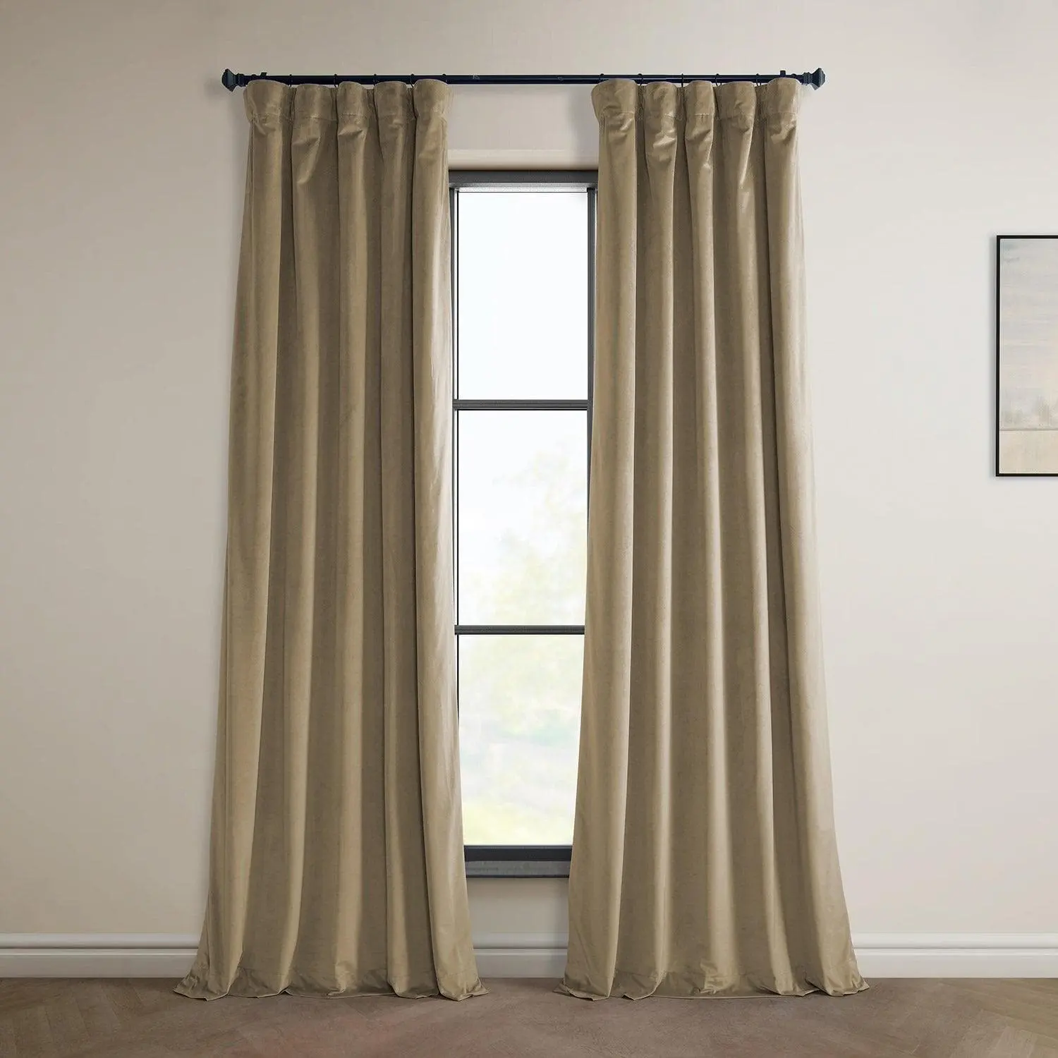 Museum Taupe Heritage Plush Velvet Room Darkening Curtain