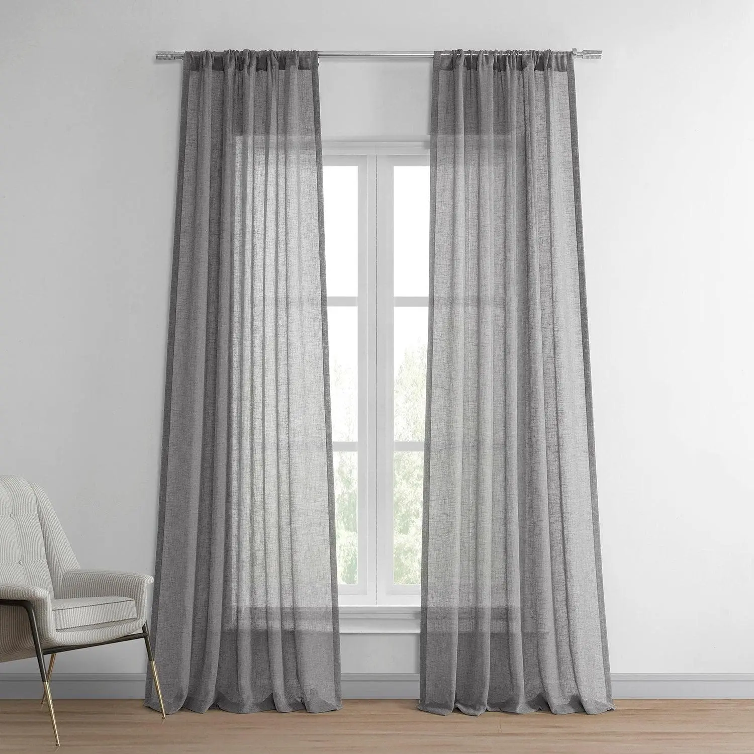 Nimbo Grey Linen Sheer Curtain Pair (2 Panels)