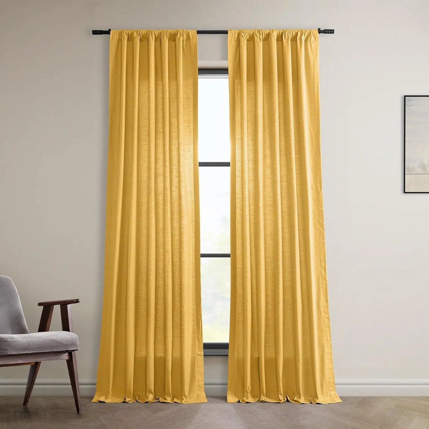 Ochre Dune Textured Cotton Curtain Pair (2 Panels)