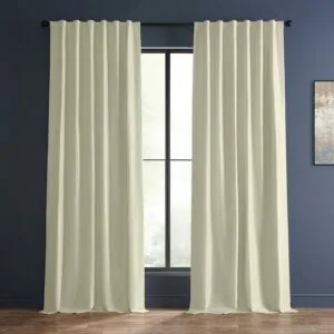 Off White Vintage Textured Faux Dupioni Silk Curtain