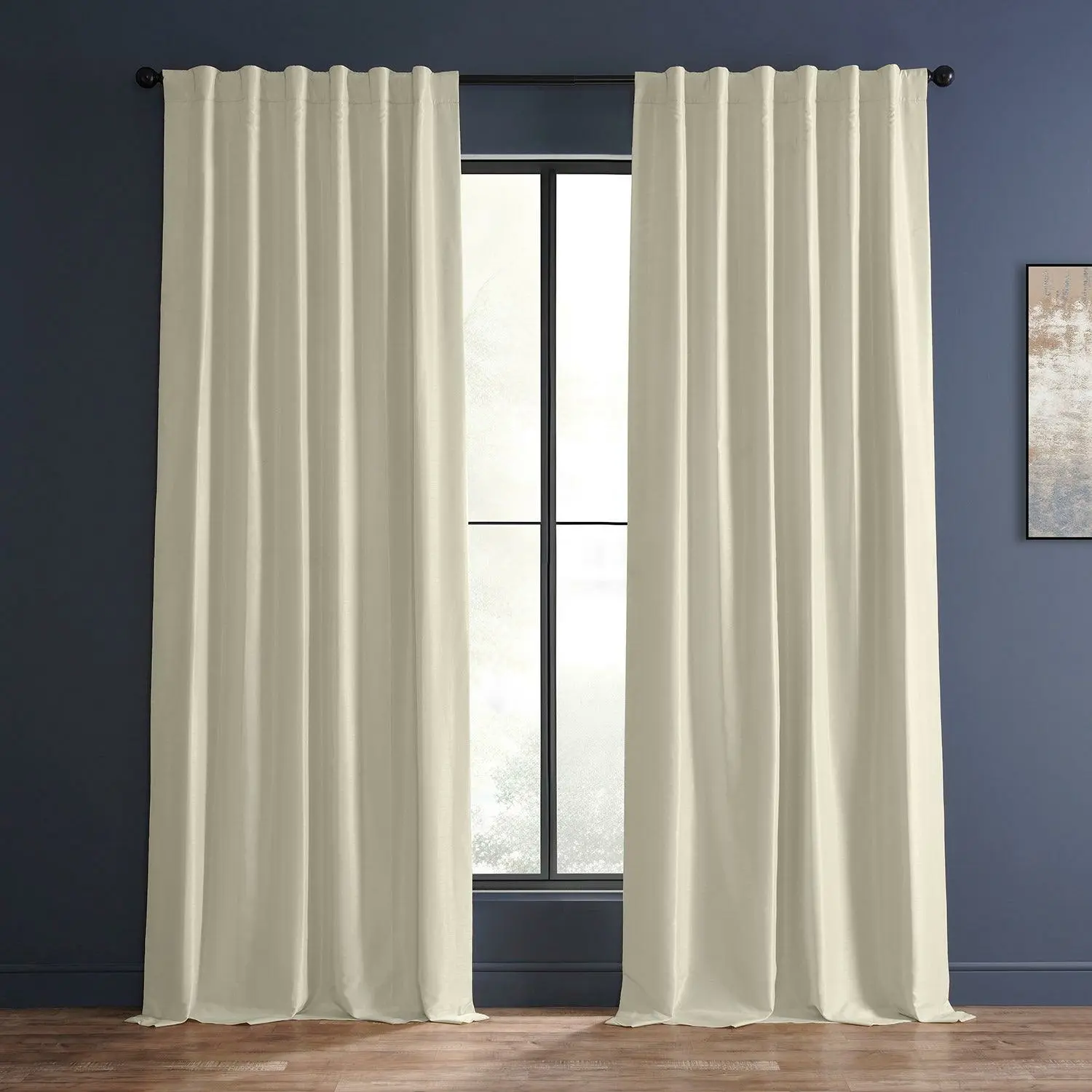 Off White Vintage Textured Faux Dupioni Silk Curtain