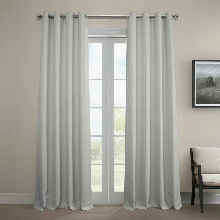 Oyster Grommet Textured Faux Linen Room Darkening Curtain