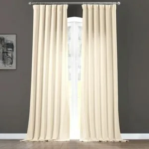 Parchment Cream Italian Faux Linen Room Darkening Curtain