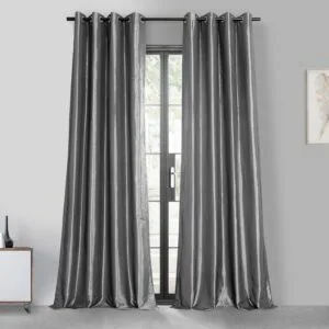 Platinum Grommet Faux Silk Taffeta Blackout Curtain