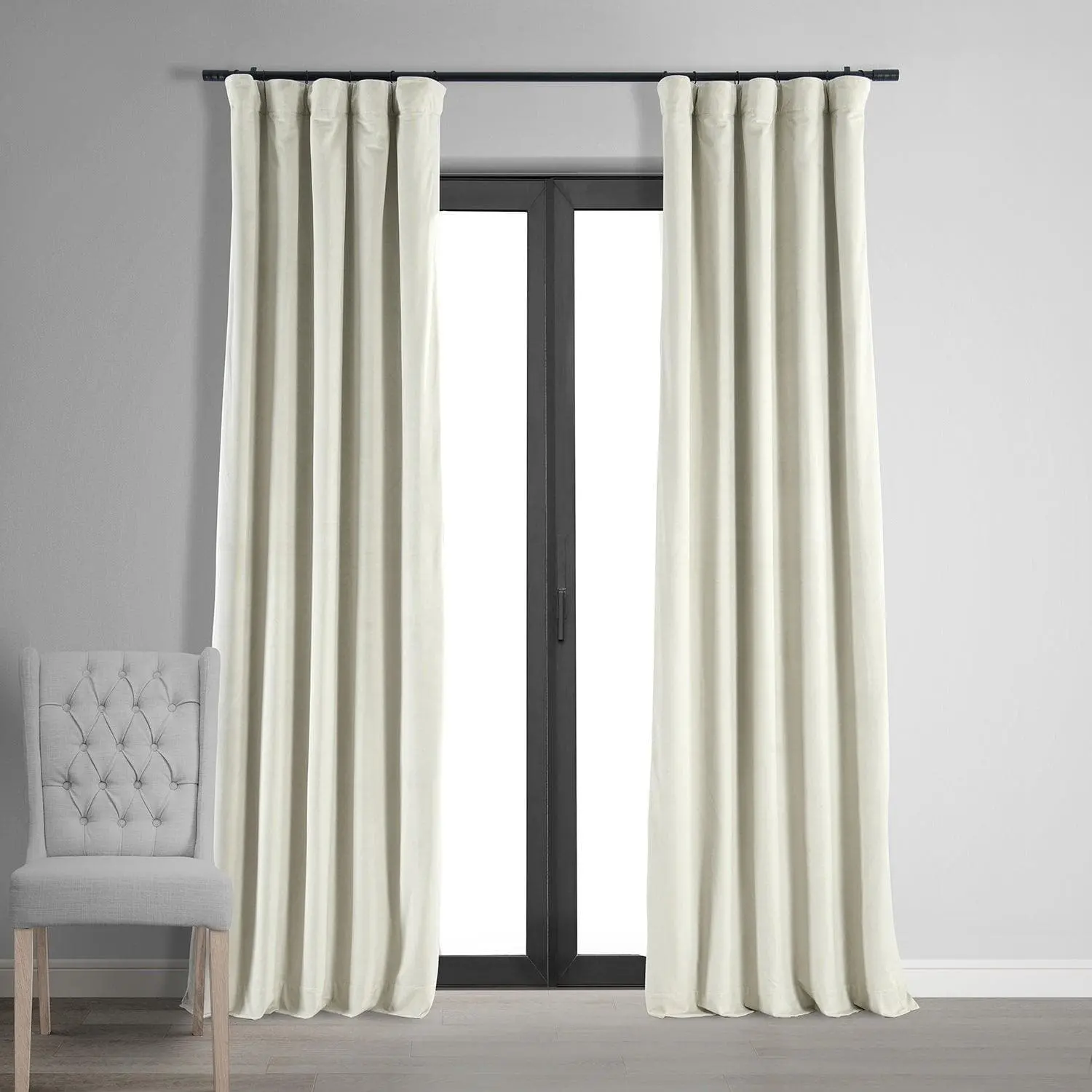 Porcelain White Signature Velvet Blackout Curtain