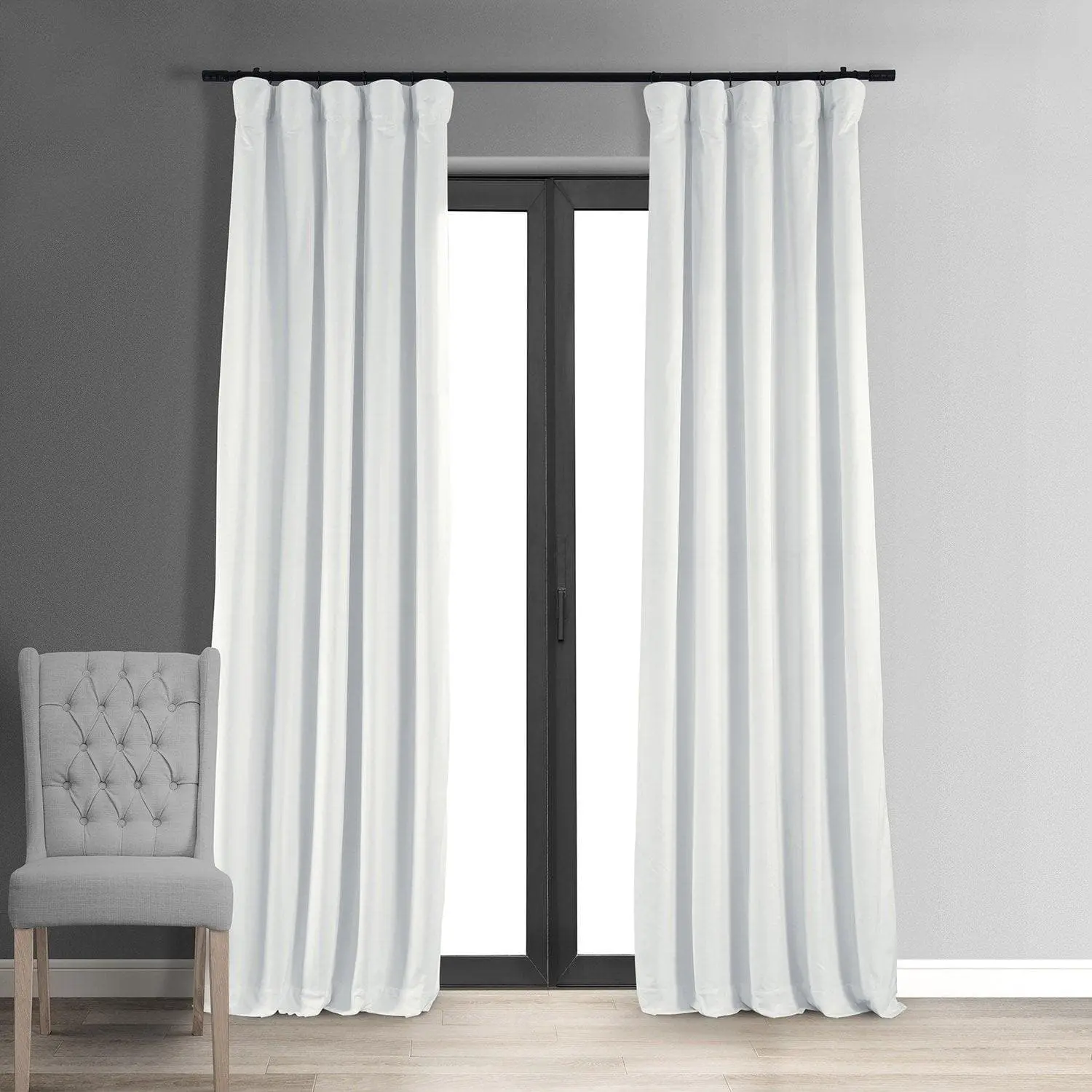 Primary White Signature Velvet Blackout Curtain