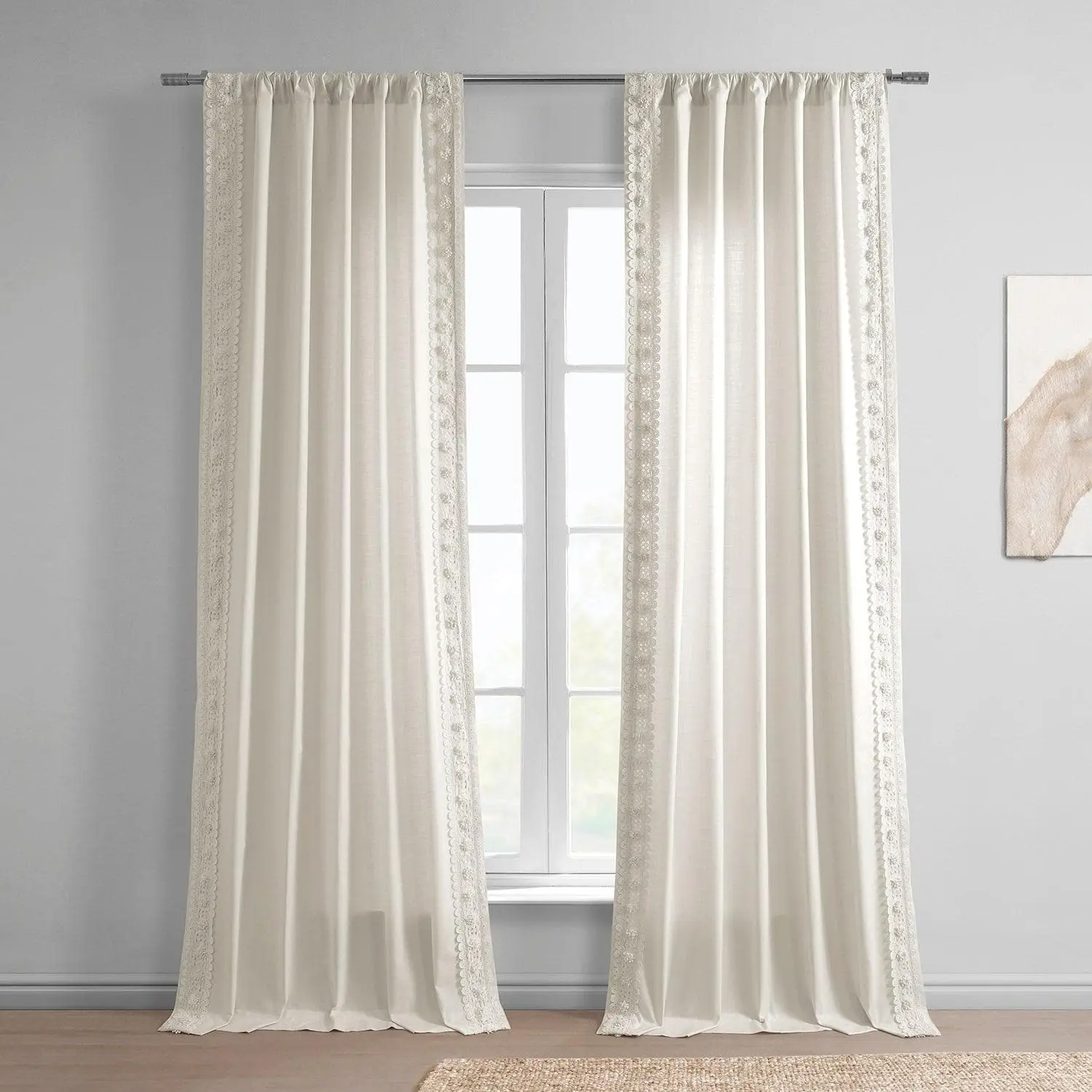 Primrose Bordered Modern Hampton Textured Cotton Curtain