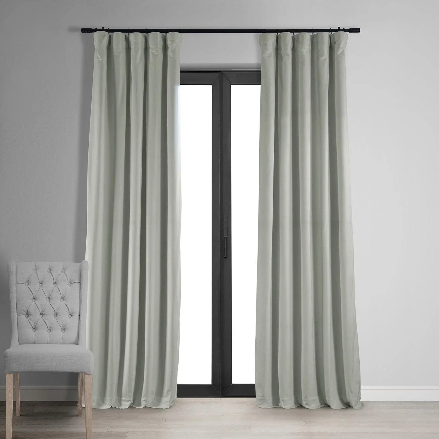 Reflection Grey Signature Velvet Blackout Curtain
