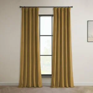 Retro Gold Heritage Plush Velvet Room Darkening Curtain