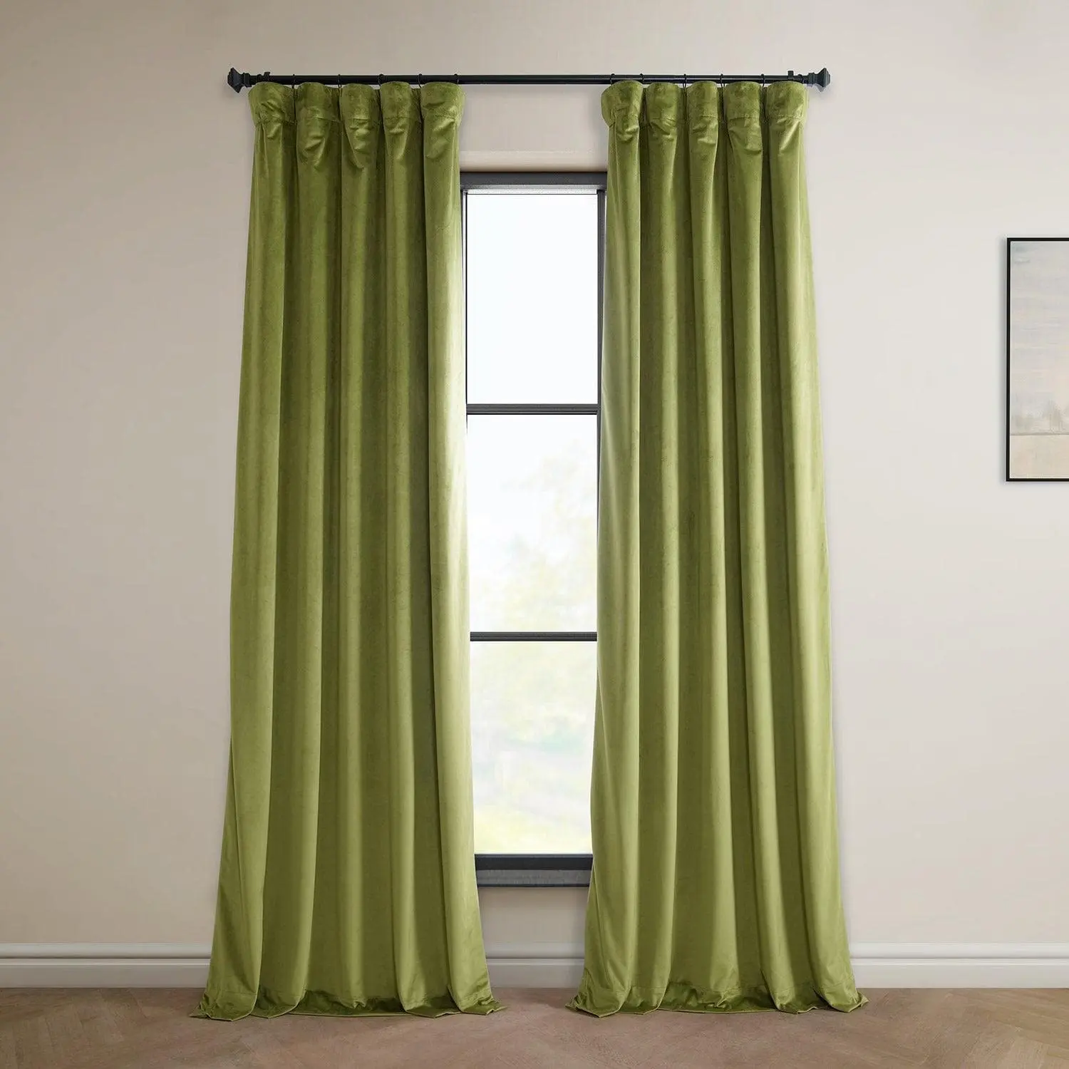 Retro Green Heritage Plush Velvet Room Darkening Curtain
