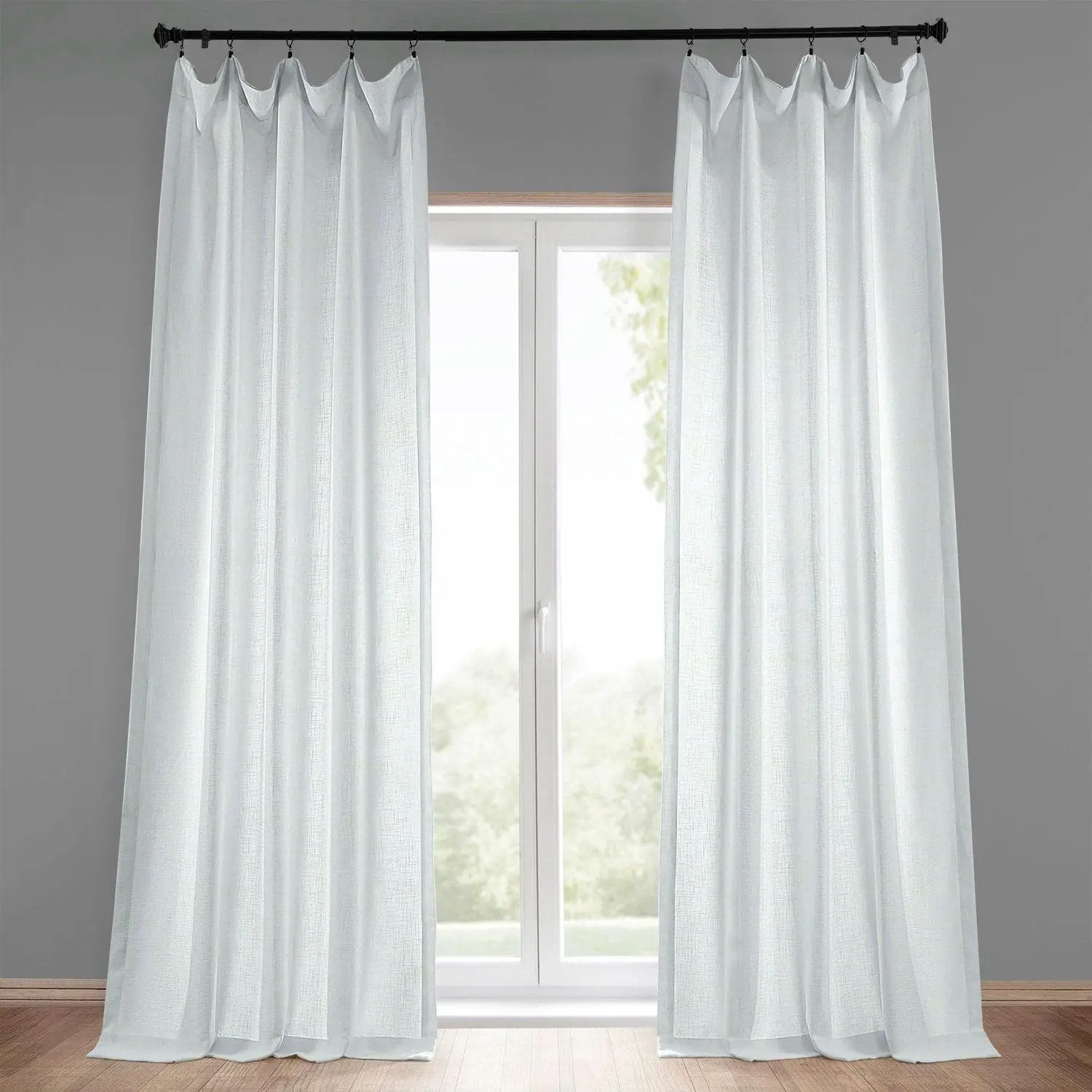 Rice White Heavy Faux Linen Curtain