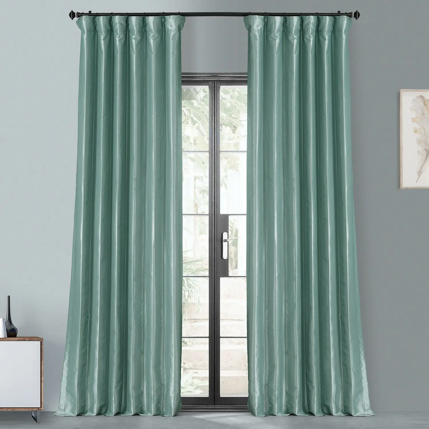 Robin's Egg Faux Silk Taffeta Blackout Curtain
