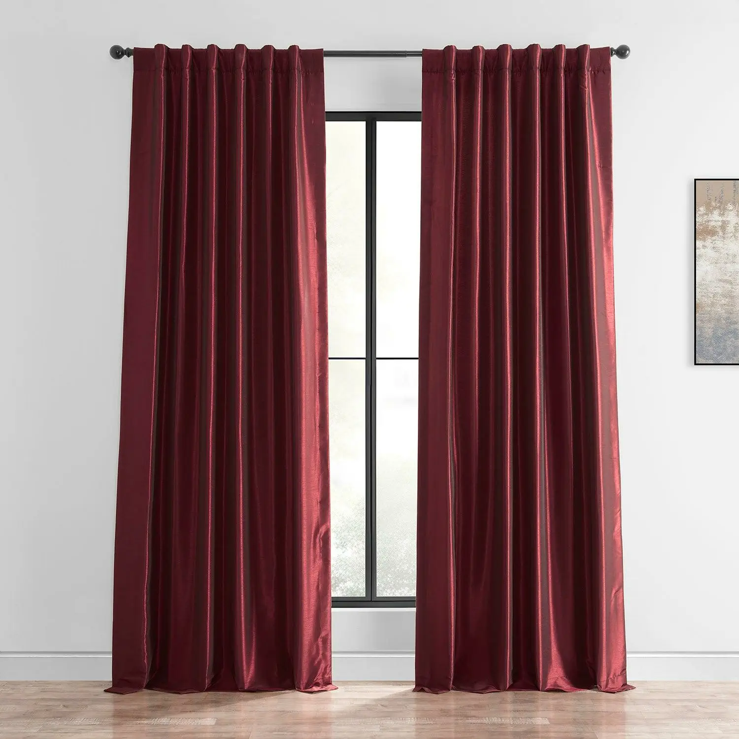 Ruby Vintage Textured Faux Dupioni Silk Curtain