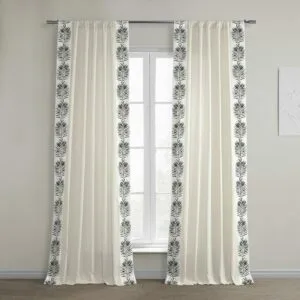 Sago Black Bordered Cotton Curtain