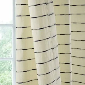 Sailors Striped Blue Linear Cotton Light Filtering Curtain Pair (2 Panels)
