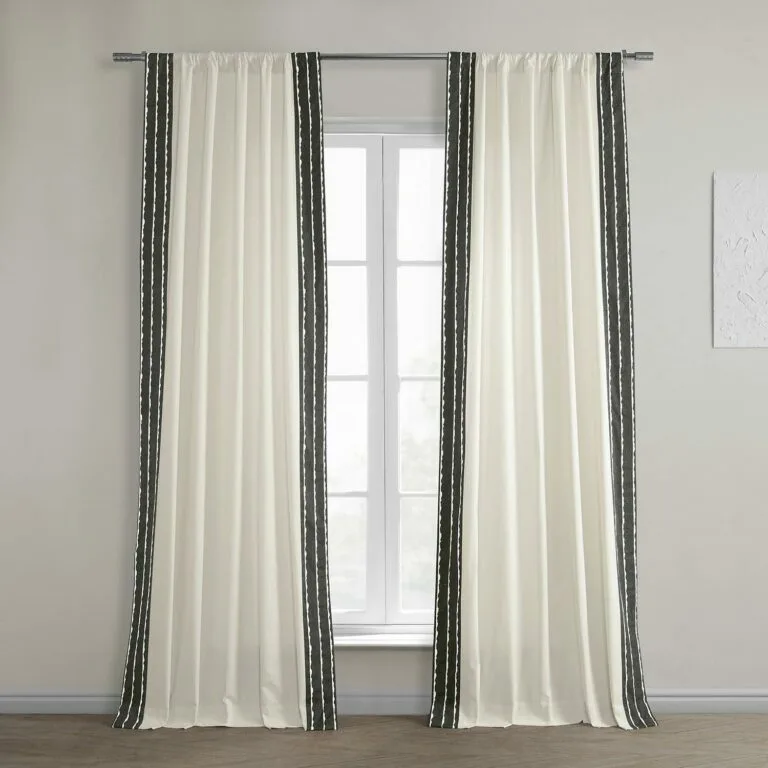 Sharkskin Black Bordered Cotton Curtain