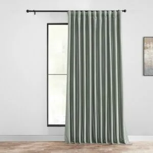 Silver Extra Wide Vintage Textured Faux Dupioni Silk Blackout Curtain
