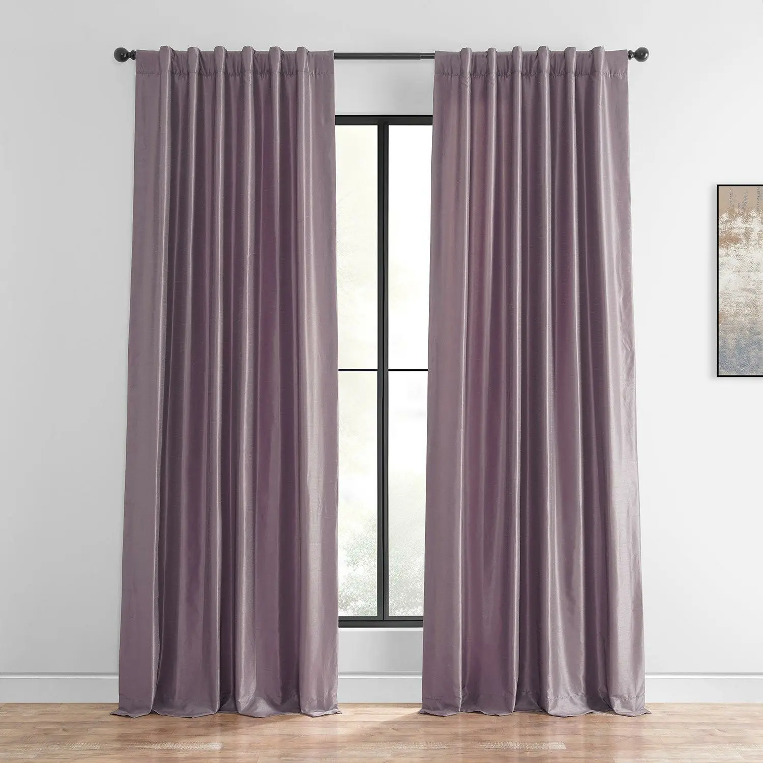 Smokey Plum Vintage Textured Faux Dupioni Silk Curtain