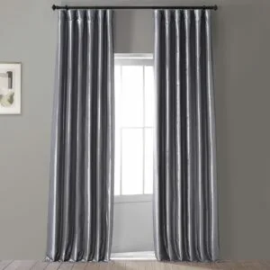 Social Silver Faux Silk Taffeta Hotel Blackout Curtain