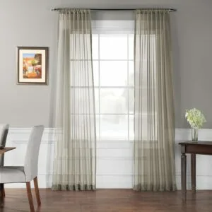 Solid Museum Grey Polyester Sheer Curtain Pair (2 Panels)