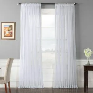 Solid White Extra Wide Polyester Sheer Curtain