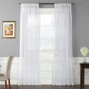 Solid White Polyester Sheer Curtain Pair (2 Panels)