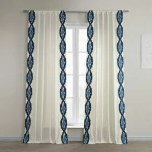 Sorong Royal Blue Bordered Cotton Curtain