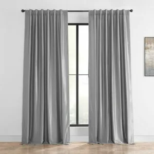 Storm Grey Vintage Textured Faux Dupioni Silk Curtain