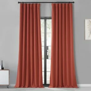 Sunset Orange Performance Woven Hotel Blackout Curtain Pair (2 Panels)