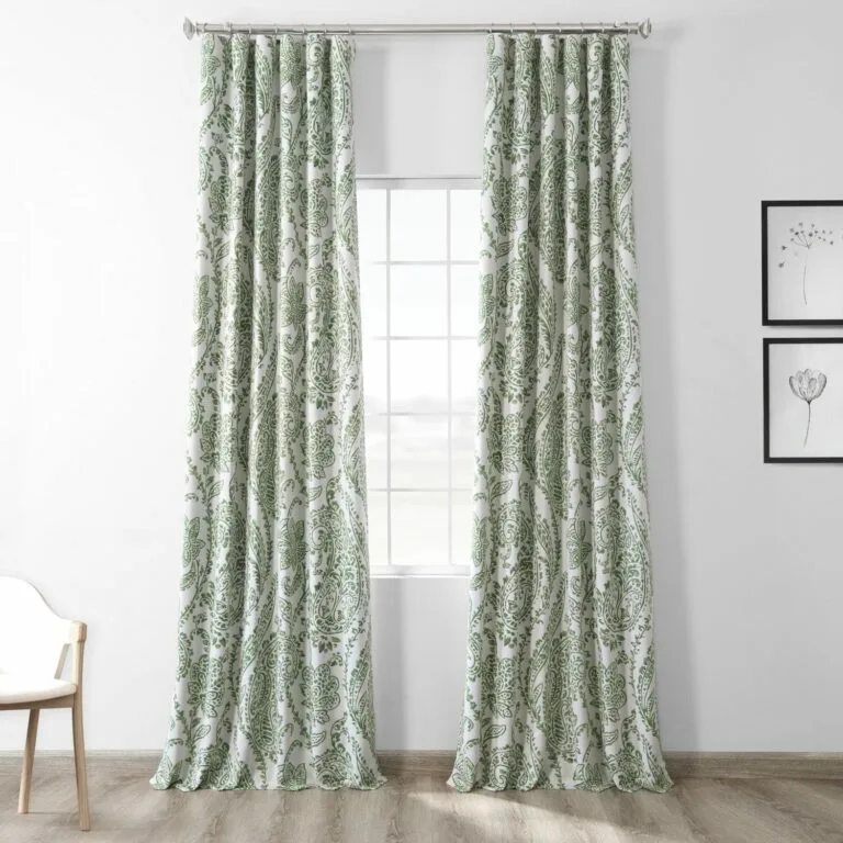 Tea Time Green Floral Room Darkening Curtain