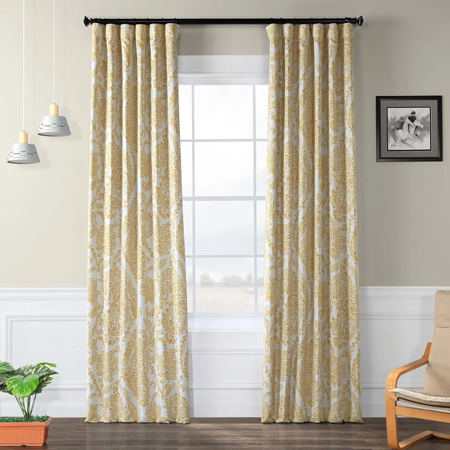 Tea Time Yellow Floral Room Darkening Curtain