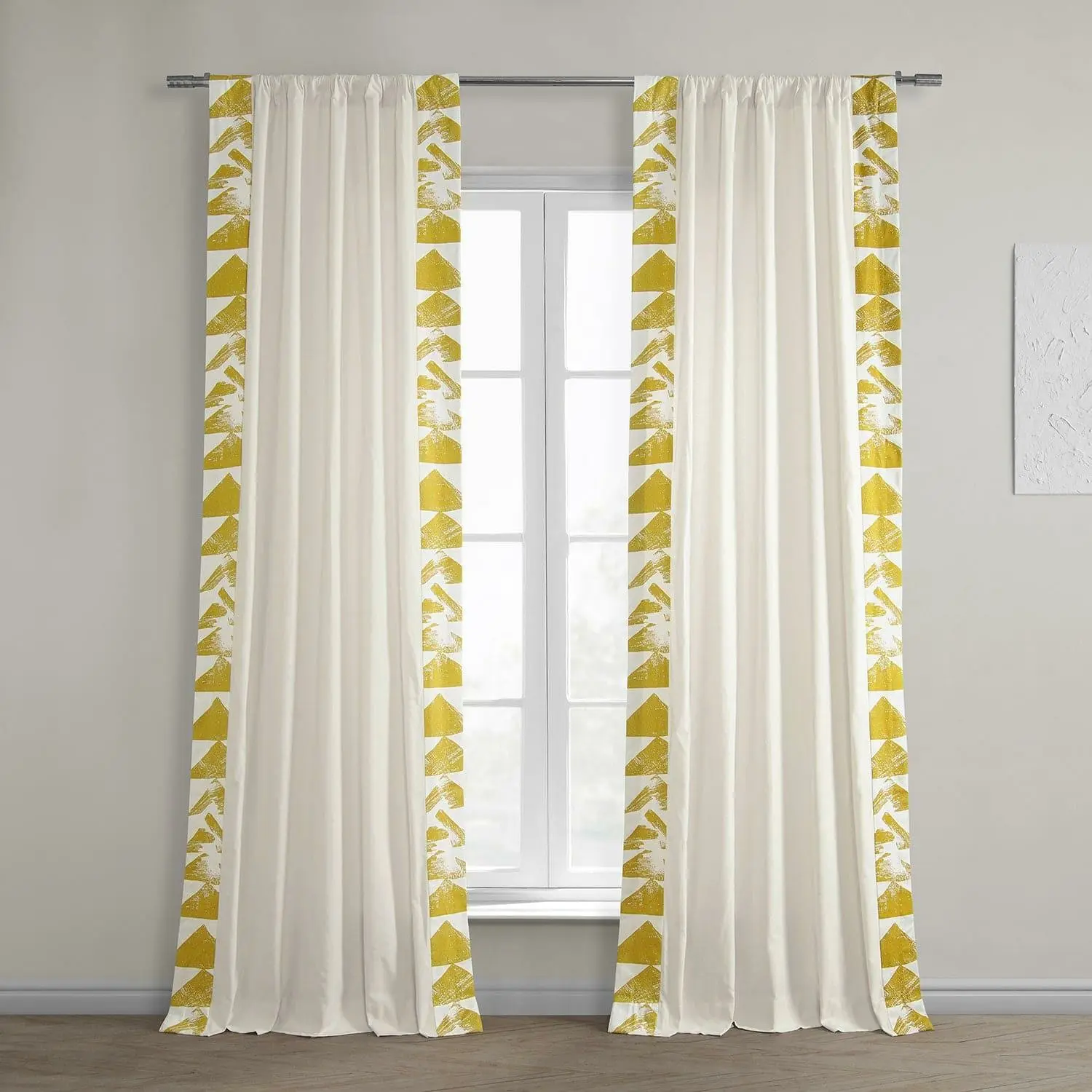 Triad Gold Bordered Cotton Curtain