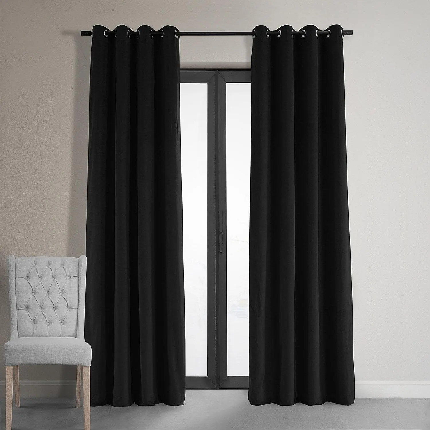 Warm Black Grommet Signature Velvet Blackout Curtain