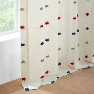 Whimsy Multi Geometric Cotton Craft Sheer Curtain Pair (2 Panels)