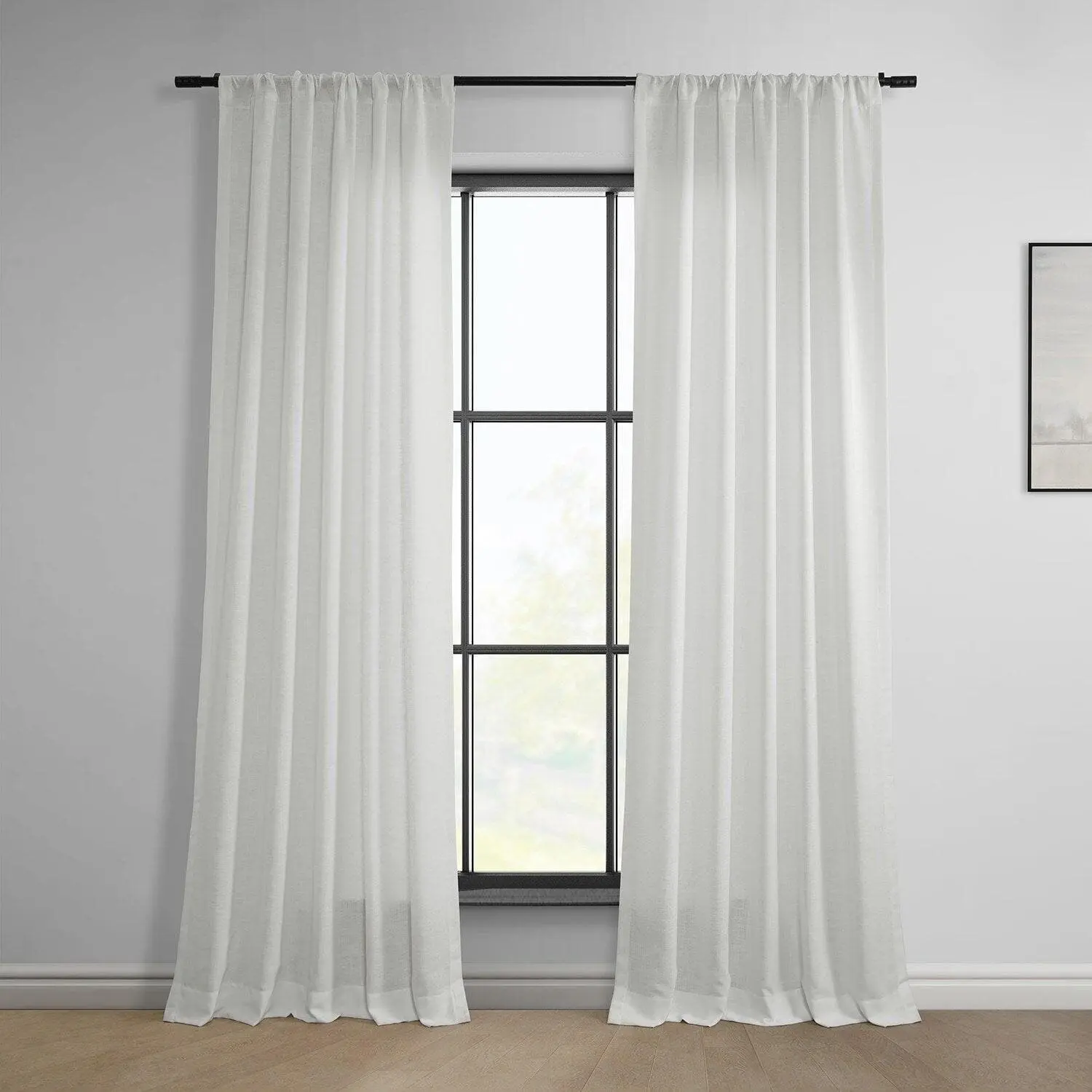 White Classic Faux Linen Curtain