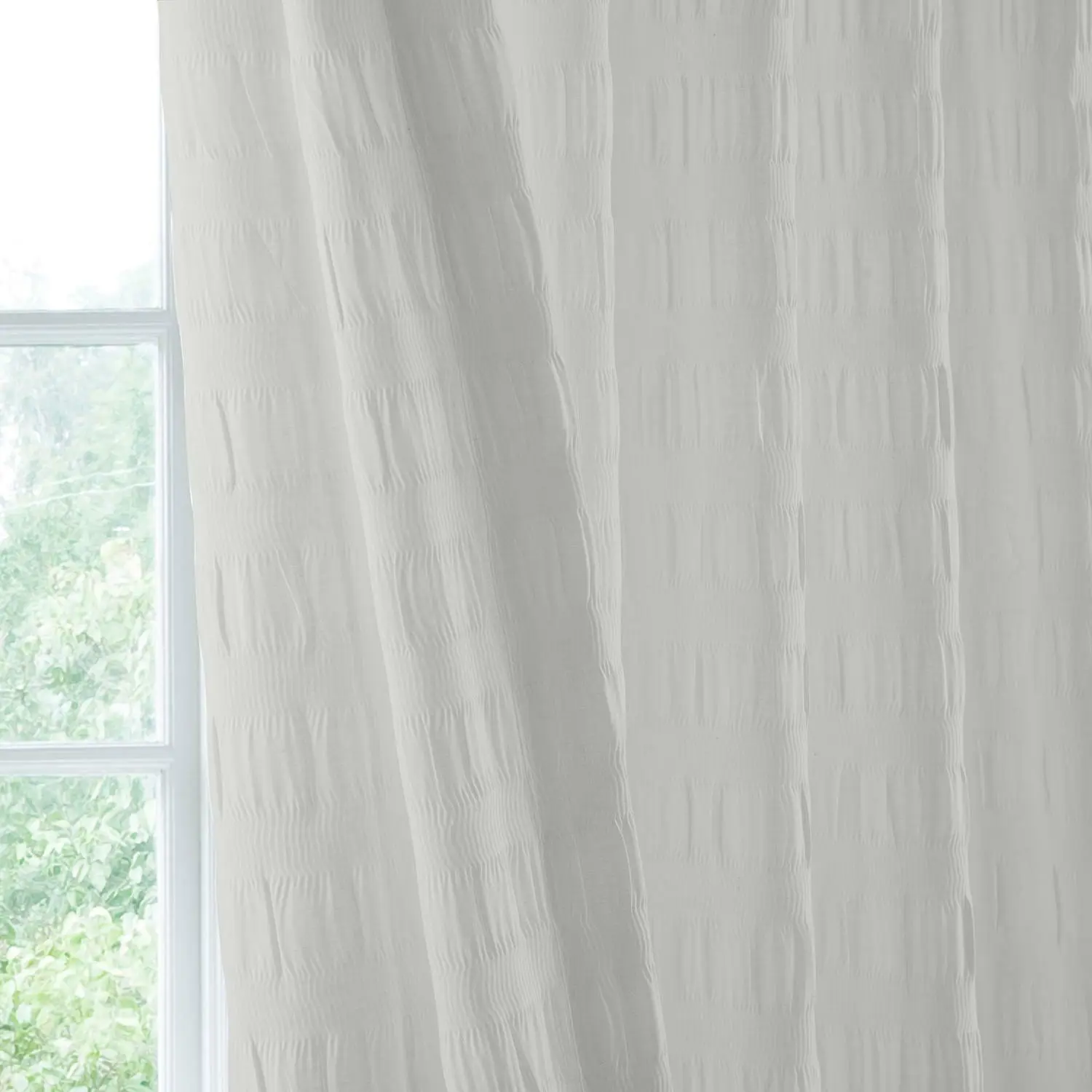 White Ripper Seersucker Sheer Serinity Sheer Curtain Pair (2 Panels)