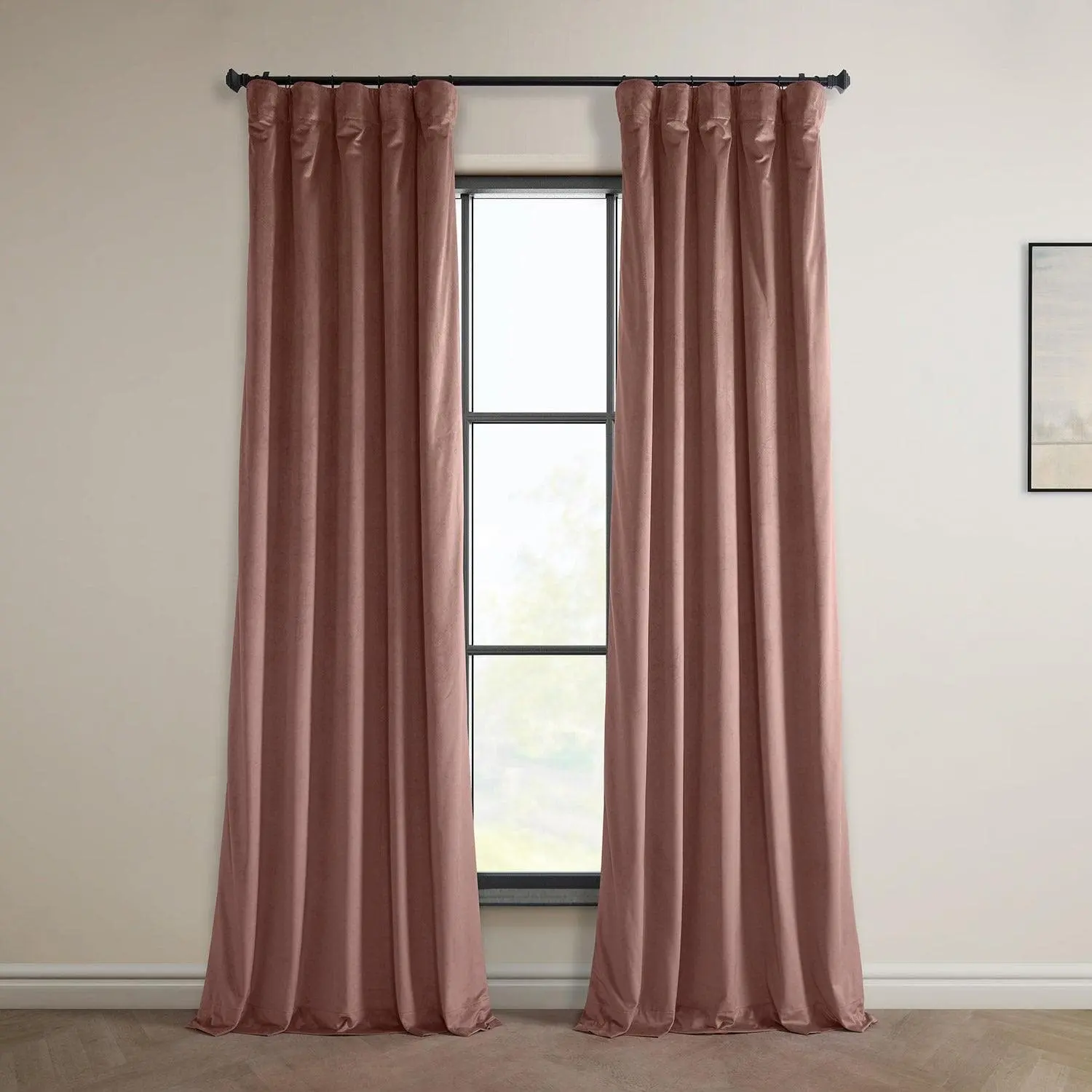 Wild Rose Heritage Plush Velvet Room Darkening Curtain