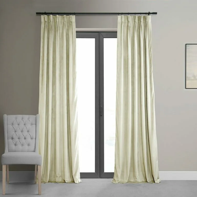 Alabaster Beige French Pleat Signature Velvet Blackout Curtain