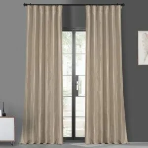 Antique Beige Faux Silk Taffeta Blackout Curtain