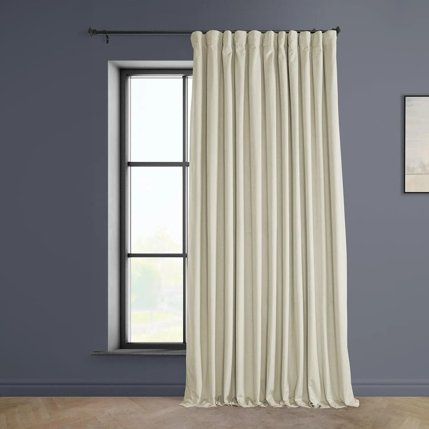 Au Lait Crème Extra Wide Heritage Plush Velvet Room Darkening Curtain