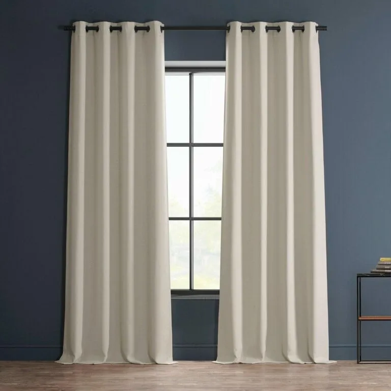 Birch Grommet Textured Faux Linen Room Darkening Curtain