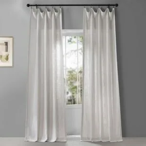 Bliss White Belga Faux Linen Curtain