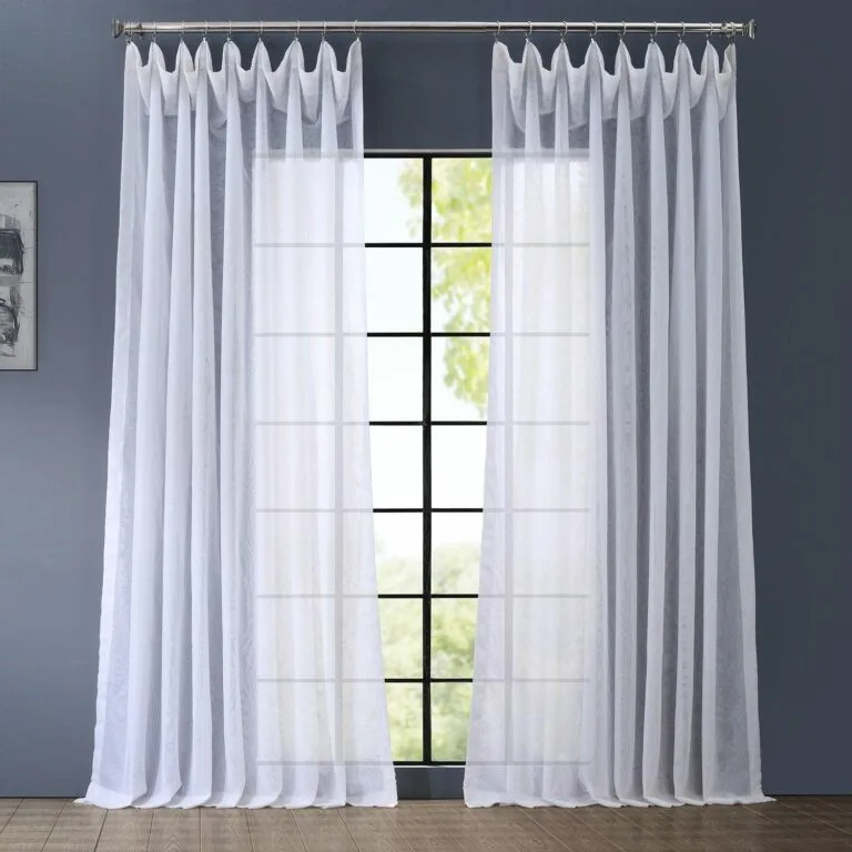 Double Layered White Extra Wide Polyester Sheer Curtain