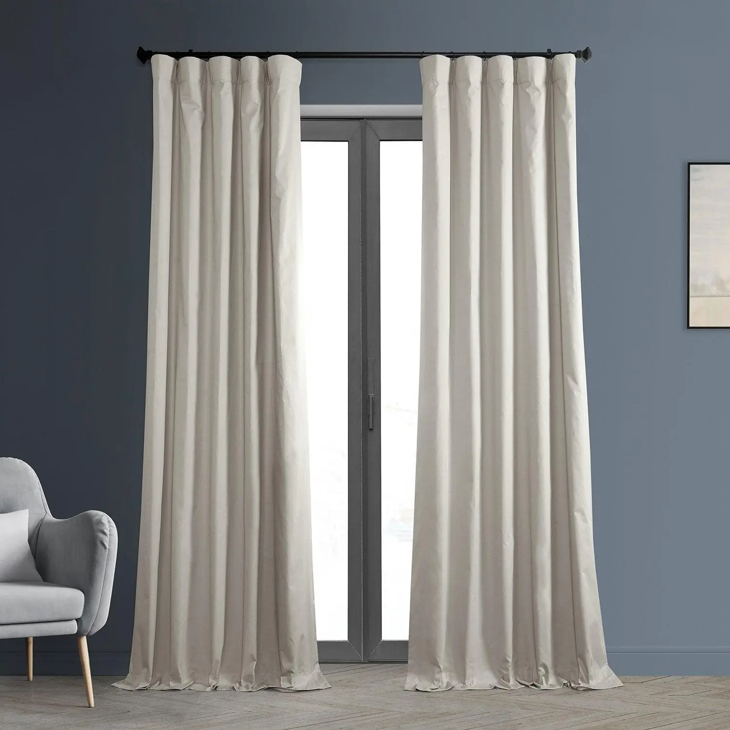 Hazelwood Beige Solid Cotton Hotel Blackout Curtain