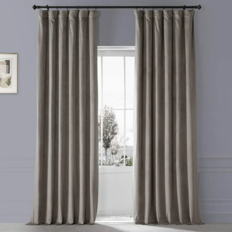 Library Taupe Signature Plush Velvet Hotel Blackout Curtain