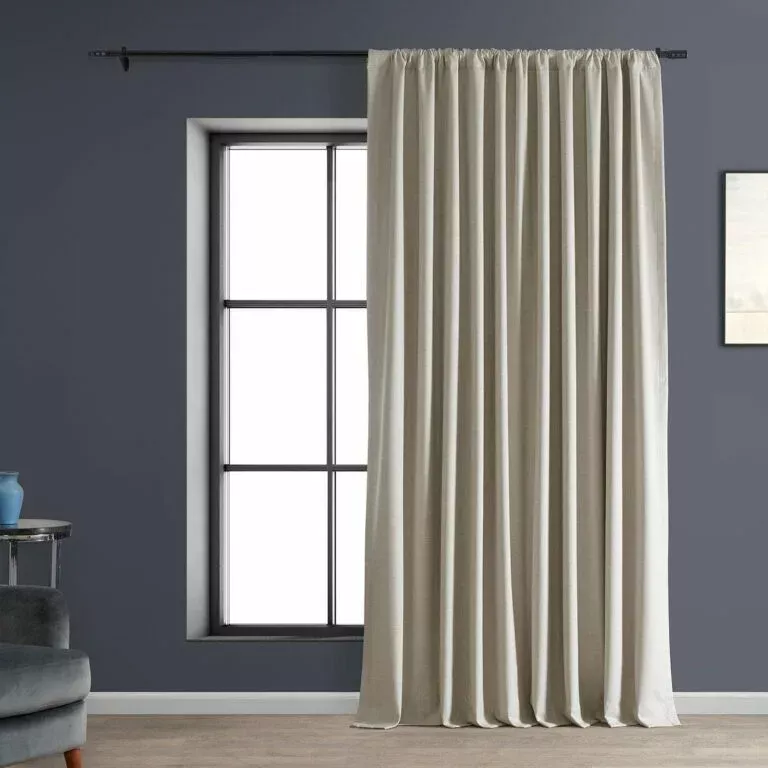 Light Beige Extra Wide Performance Linen Hotel Blackout Curtain