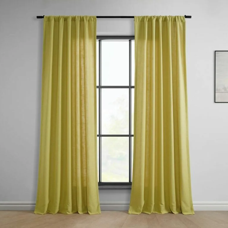 Ochre Classic Faux Linen Curtain